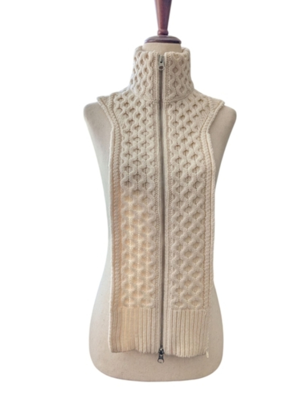 Veronica Beard Wool Cream Cable Knit Dickey Insert - Picture 3 of 6